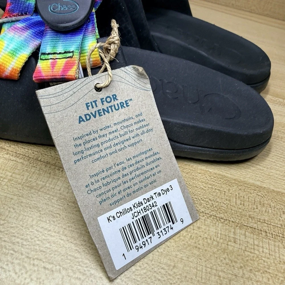 Chaco Kids Chillos Slides Black Tie Dye Size Rainbow Slip On Sandals Size 3